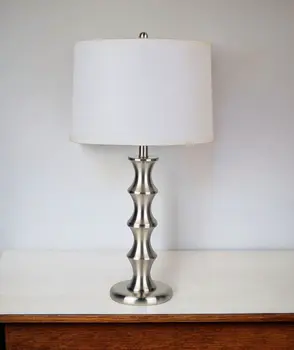 30" Black Solid Wood Bedside Table Lamp With White Shade