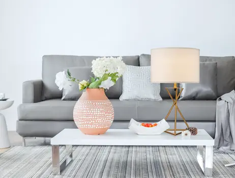 Contemporary Gold Geo Table Lamp with White Shade
