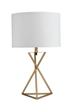 Contemporary Gold Geo Table Lamp with White Shade