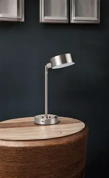 15" Silver Metal Bedside Table Lamp With Silver Shade