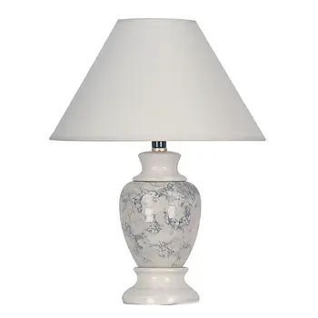 13" Ivory Ceramic Urn Bedside Lamp With White Empire Shade