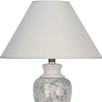 13" Ivory Ceramic Urn Bedside Lamp With White Empire Shade
