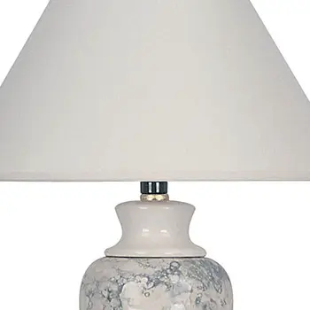 13" Ivory Ceramic Urn Bedside Lamp With White Empire Shade