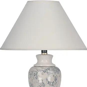13" Ivory Ceramic Urn Bedside Lamp With White Empire Shade