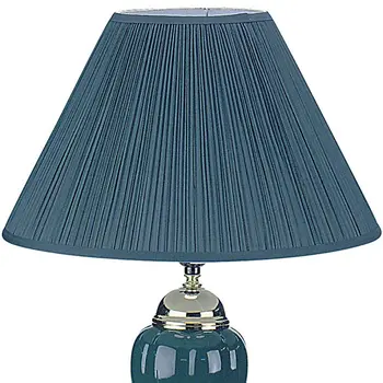 27" Teal Blue and Gold Ceramic Urn Table Lamp With Teal Blue Empire Shade