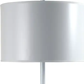 25" White Metal Table Lamp With White Classic Drum Shade
