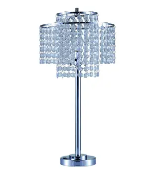 26" Silver Glam Two Tier Chandelier USB Table Lamp