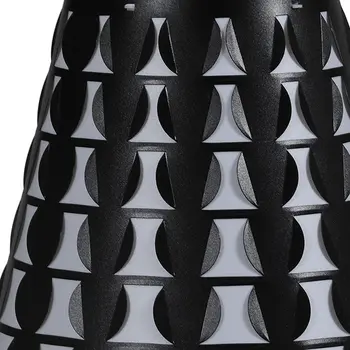 16" Black Bedside Table Lamp With Black And White Polka Dots Empire Shade