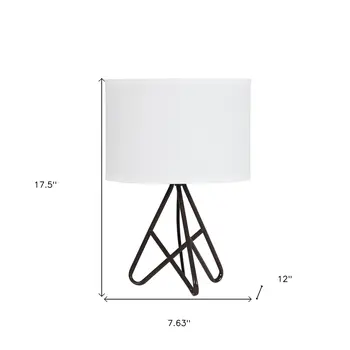 18" Brown Tripod Table Lamp With White Drum Shade
