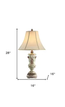 Vintage Silver Table Lamp with Rose Accents