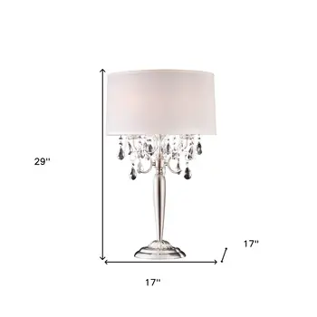 Glam Silver Scroll Chandelier Faux Crystal Table Lamp