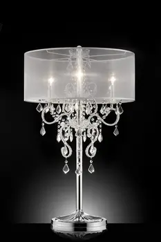Glam Silver Faux Crystal Accent Table Lamp with See Thru Shade