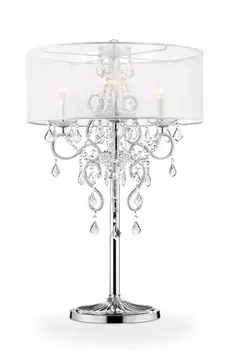 Glam Silver Faux Crystal Accent Table Lamp with See Thru Shade