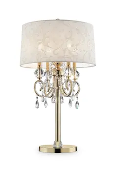 33" Gold Metal Four Light Bedside Table Lamp With Gold Shade
