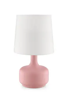 17" Pink Metal Bedside Table Lamp With White Shade
