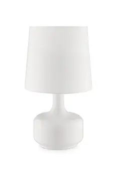 17" White Metal Bedside Table Lamp With Off-White Shade