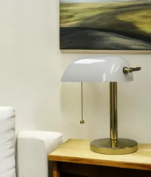 Gold and White Hooded Table Lamp