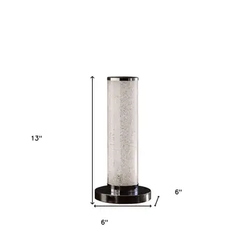 13” Modern White Sand Crystal And Steel Table Lamp