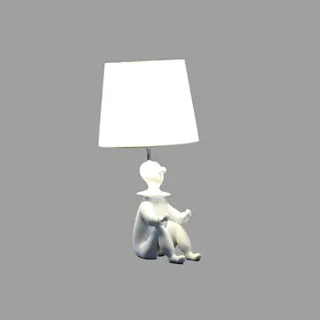 21" White Novelty Clown Table Lamp With White Empire Shade