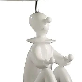 21" White Novelty Clown Table Lamp With White Empire Shade