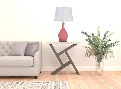 28" Pink Hammered Urn Table Lamp With White Tapered Drum Shade
