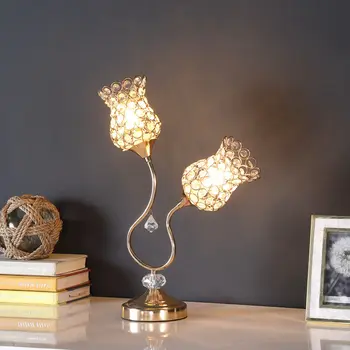 19" Gold Two Light Bedside Table Lamp With Clear Novelty Shade