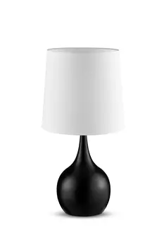 24" Black Metal Bedside Table Lamp With White Shade