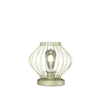 10" Gold Bedside Table Lamp With Gold Cage Shade