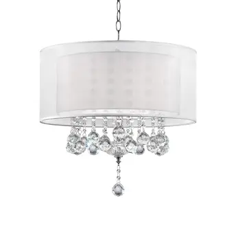 Chic Silver Ceiling Lamp with Crystal Accents and Silver Shade