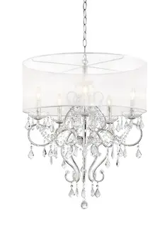 Glam Silver Faux Crystal Hanging Celing Lamp with See Thru Shade