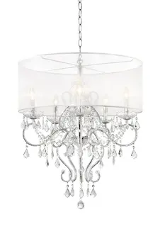 Glam Silver Faux Crystal Hanging Celing Lamp with See Thru Shade