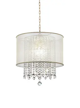 Primo Gold Finish Ceiling Lamp with Crystal Accents and White Shade