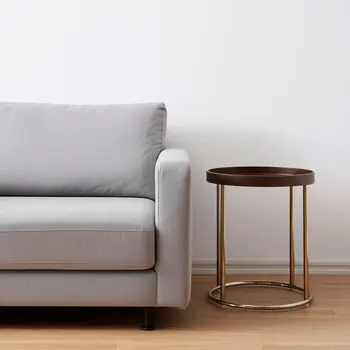 22" Copper And Brown Round End Table