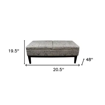 Black and White Vintage Postcard Print Dual Lift Storage Bench