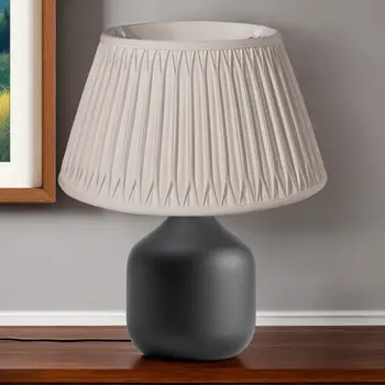 18" Cream Shallow Drum Smocked Shantung Lampshade