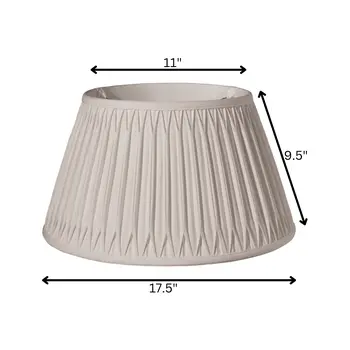 18" Cream Shallow Drum Smocked Shantung Lampshade