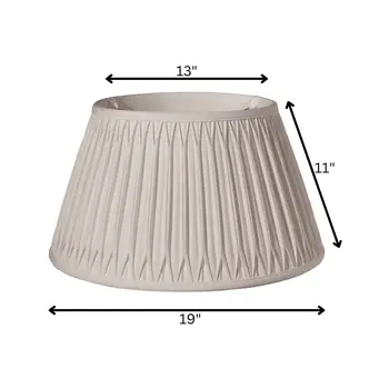 19" Cream Shallow Drum Smocked Shantung Lampshade