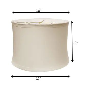 17" Snow Drum Trimmed Linen Lampshade