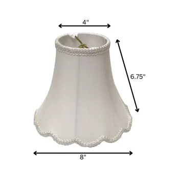 8" White Slanted Scallop Bell Monay Shantung Lampshade