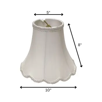 10" White Slanted Scallop Bell Monay Shantung Lampshade