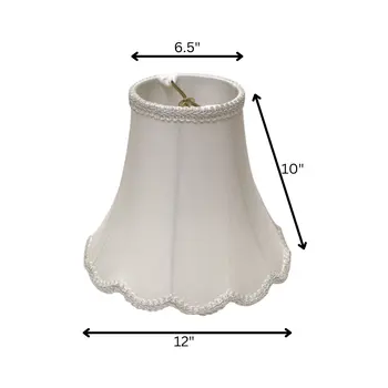 12" White Slanted Scallop Bell Monay Shantung Lampshade