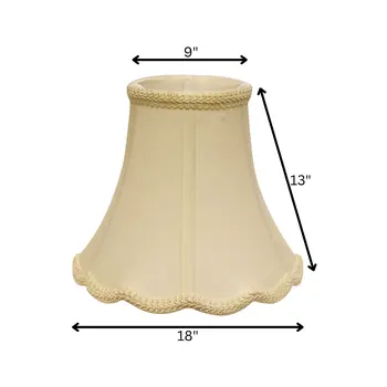 18" Ivory Slanted Scallop Bell Monay Shantung Lampshade