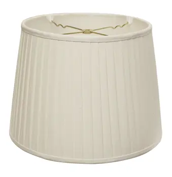 14" White Linen Lampshade with Side Pleats