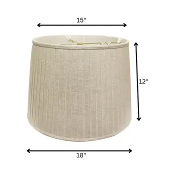 Beige Linen Pleated Empire Lamp Shade 15"W Top 18"W Bottom