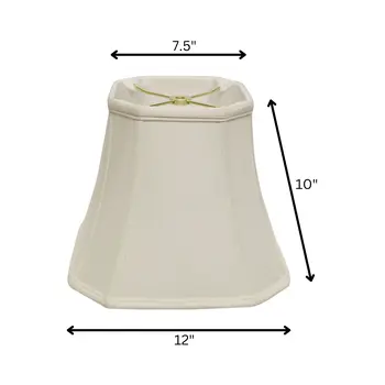 12" White Slanted Square Bell Monay Shantung Lampshade