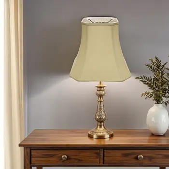 14" Pale Brown Slanted Square Bell Linen Lampshade