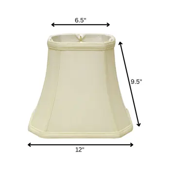 12" Ivory Slanted Rectangle Bell Monay Shantung Lampshade