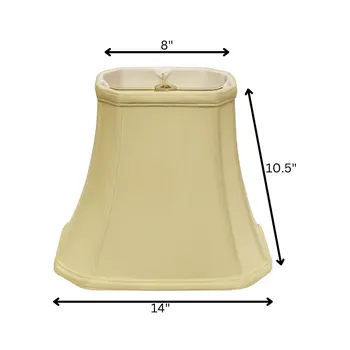 14" Antique White Slanted Rectangle Bell Monay Shantung Lampshade