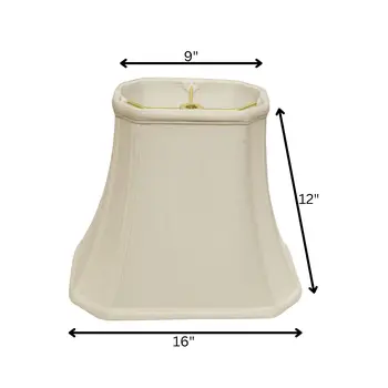 16" White Slanted Rectange Bell Monay Shantung Lampshade