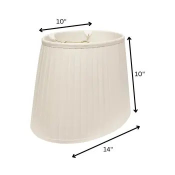 14" White Slanted Oval Linen Lampshade